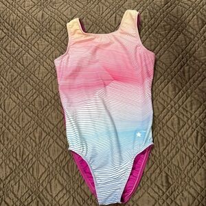 Stripe gymnastics leotard
